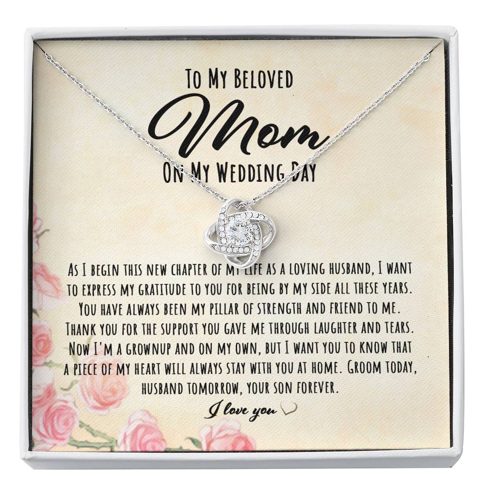 Mom Necklace Wedding Gift, Gift From Groom To His Mother On Wedding Day - Love Knot Necklace