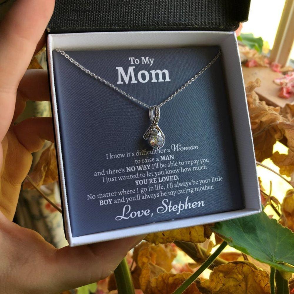 Mom Necklace, Mom Son Necklace,  Sentimental Gift Necklace For Mom From Son