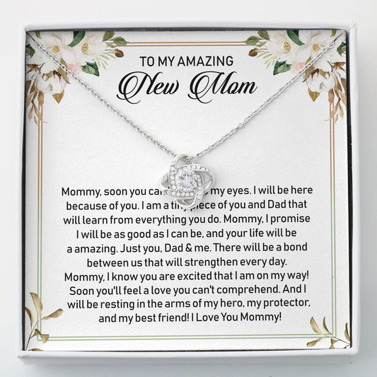Mom To Be Necklace, Love Knots Necklace - To My Amazing New Mom Necklace