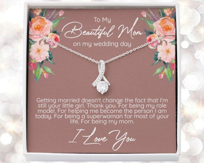 Mom Necklace, Mom Wedding Necklace Gift From Bride, Gift For Mom On Wedding Day