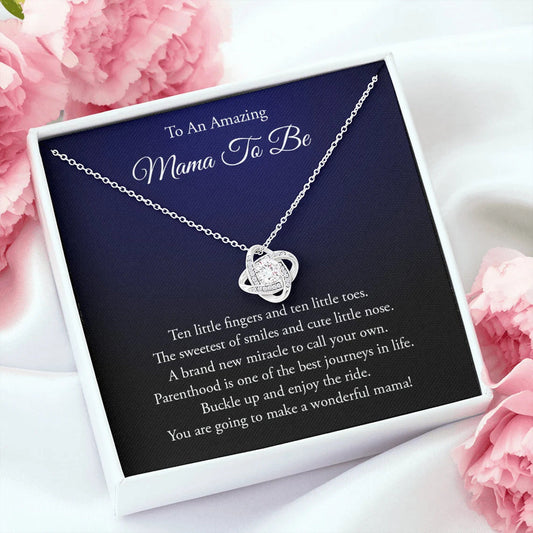 Mommy Necklace, Mama To Be Gift For Expecting Mom, Love Knot Necklace For Mom To Be