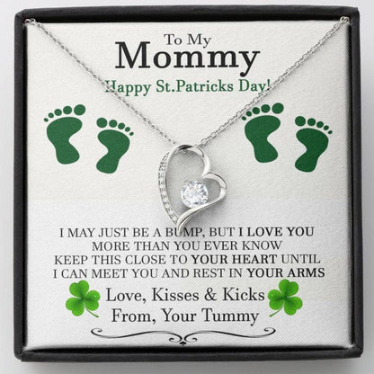 Mommy Necklace, New Mom St Patrick's Day Gift, Pregnant Wife St Patrick's Day Gift, St Patricks Gift For Expecting Wife, Mom To Be St Patricks Day Necklace