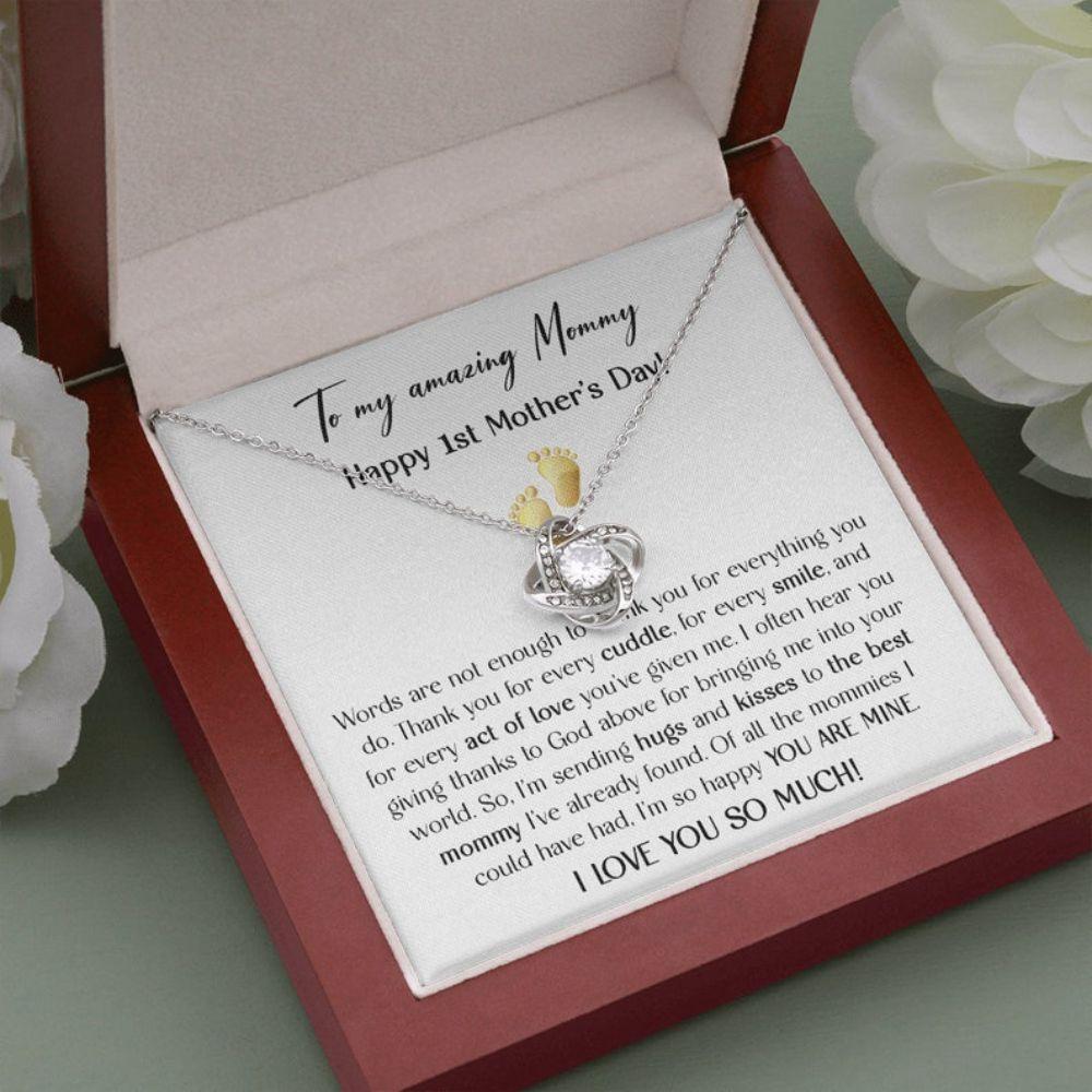 Mommy Necklace, To My Mommy Gift Necklace, 1St Mother’S Day Present For New Mom From New Born Baby, Sentimental Gift From Baby To Mom, New Mommy Gift