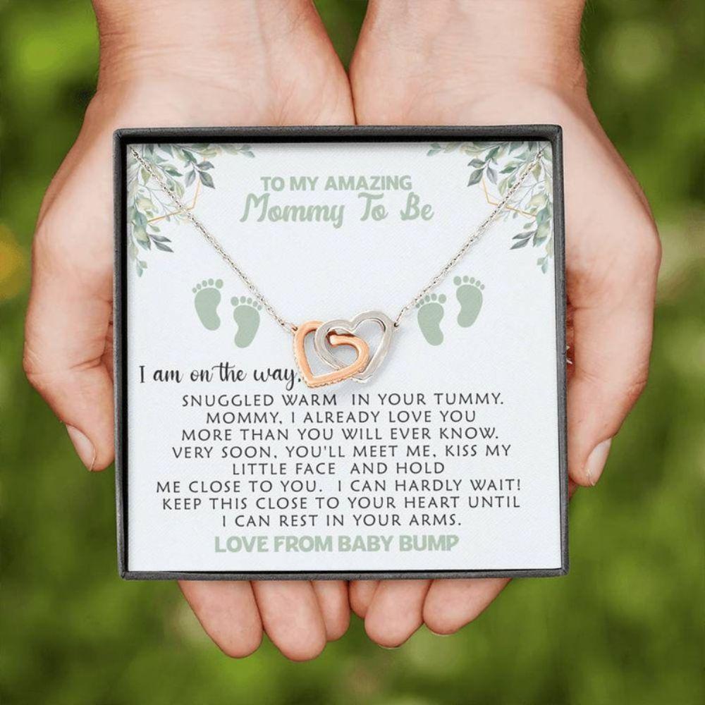 Mom Necklace, Mommy To Be Necklace Love From Baby Bump  “ Gift For First Time Mom Pregnancy