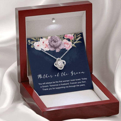 Mother-In-Law Necklace, Mothers Day Necklace Mother Of The Groom Wedding Love Knot Necklace Gift