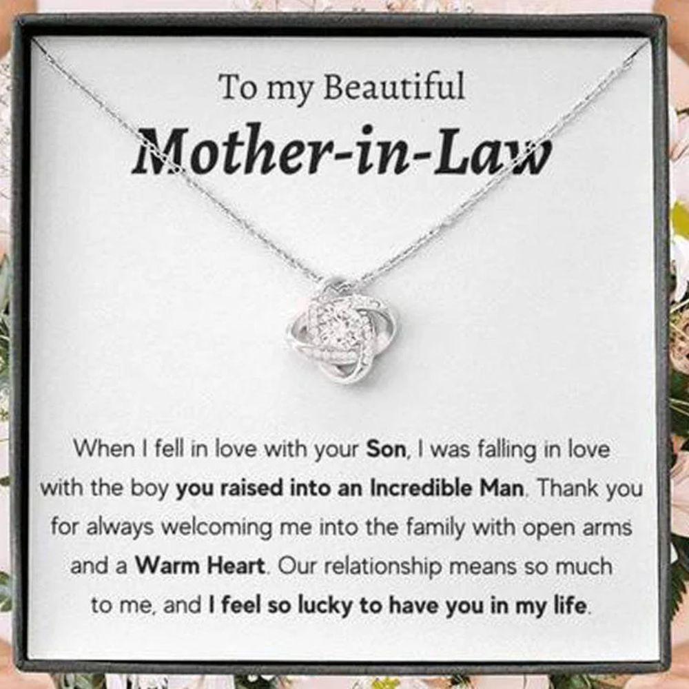 Mother-In-Law Necklace, To My Mother In Law - I Feel So Lucky To Have You In My Life Love Knot Necklace