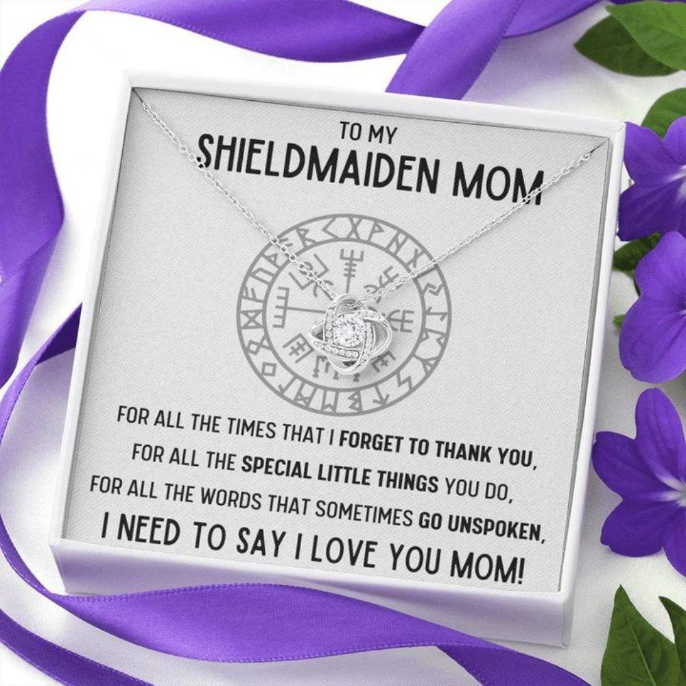 Mother-In-Law Necklace, To My Shieldmaiden Mom Œfor All” Love Knot Necklace Gift