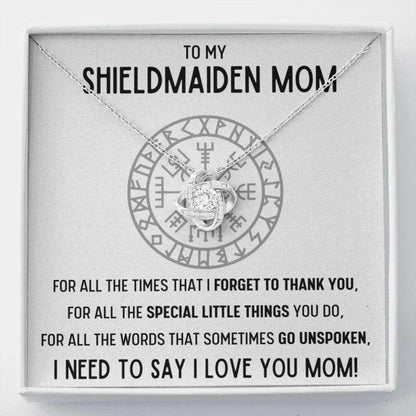 Mother-In-Law Necklace, TO MY SHIELDMAIDEN MOM "FOR ALL" LOVE KNOT NECKLACE GIFT
