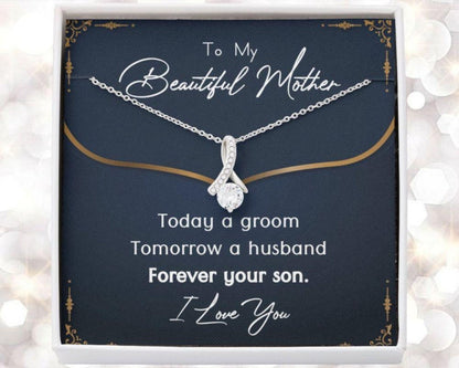 Mom Necklace, Mother Of The Groom Necklace, Gift From Son To Mother On Wedding Day