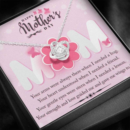 Mom Necklace, Mother’S Day Love Knot Pink Necklace Gift For Mom, Mother, Mum