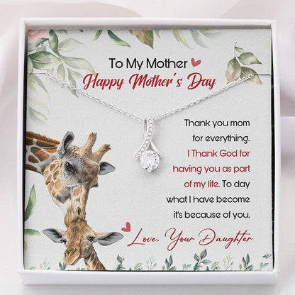 Mom Necklace, Mothers Day Necklace “ Thank You Mom Giraffe Gift From Daughter Gift