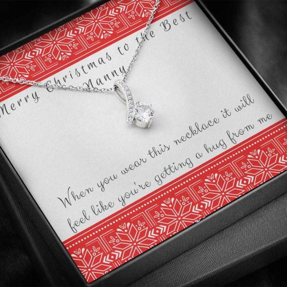 Nanny Necklace, Nanny Gift, Gift Necklace With Message Card Nanny Holiday Hug Beauty Necklace