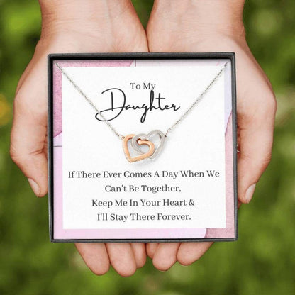 Daughter Necklace, Necklace Gift For Daughter, Keep Me In Your Interlocking Hearts Necklace