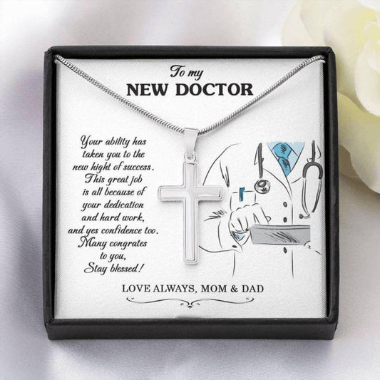 New Doctor Necklace, Doctor Graduation Gift, Cross Necklace For Doctor, Gift For New Doctor, Graduation Gift For Doctor