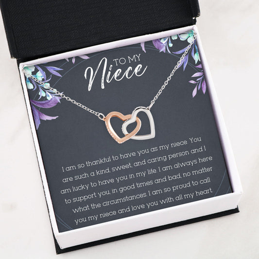 Niece Necklace, Interlocking Hearts Necklace - To My Niece Necklace Gifts