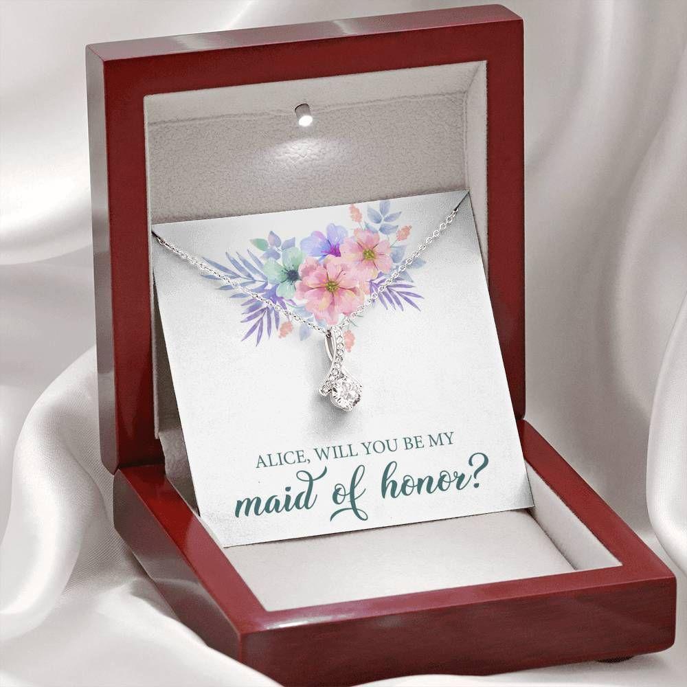 Personalized Maid Of Honor Proposal Gift Necklace, Will You Be My Maid Of Honor, Custom Name Necklace