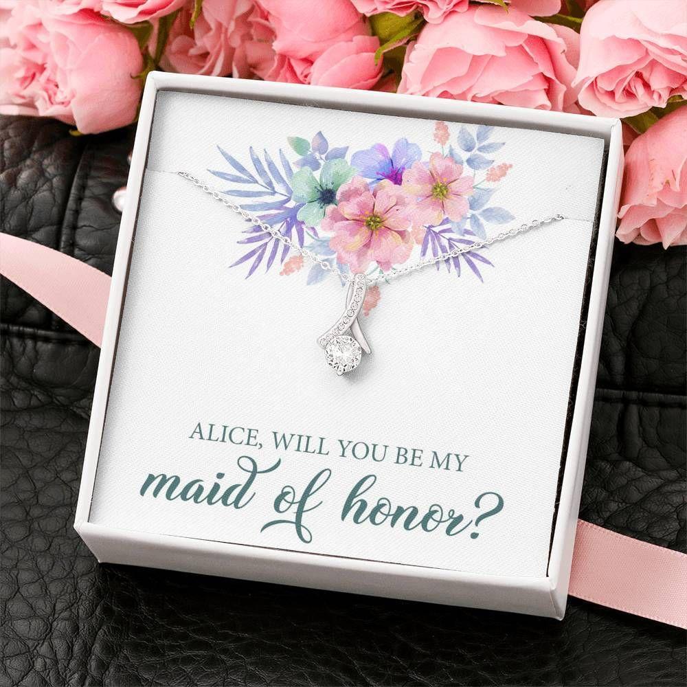 Personalized Maid Of Honor Proposal Gift Necklace, Will You Be My Maid Of Honor, Custom Name Necklace
