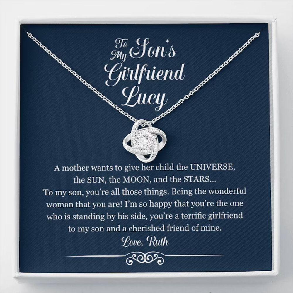 Daughter-In-Law Necklace, Personalized Necklace Gifts For Sons Girlfriend “ Friendship, Sons Girlfriend Gift Custom Name