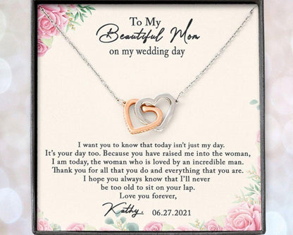 Mom Necklace, Personalized Necklace Mother Of The Bride Gift From Daughter, Mom Wedding Gift From Bride Custom Name