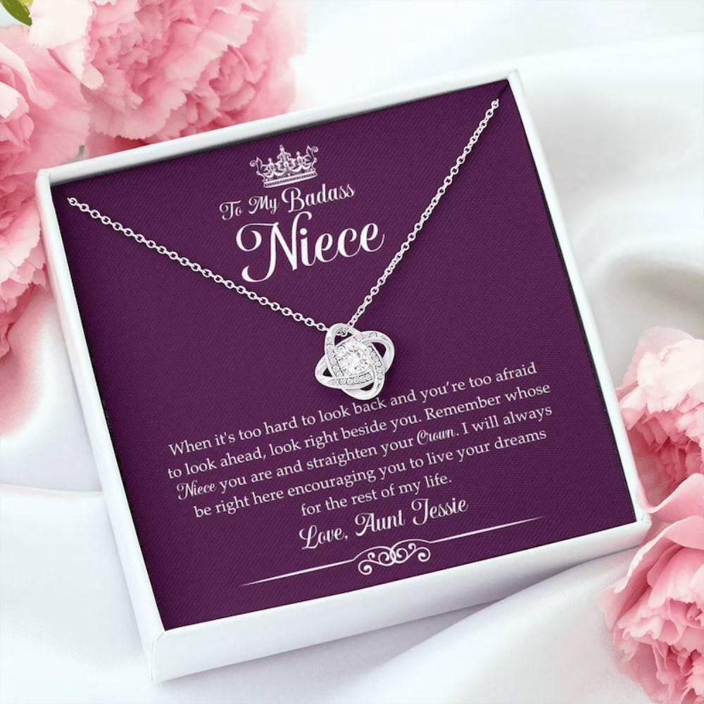 Niece Necklace, Personalized Necklace To My Badass Niece Gift “ Straighten Your Crown Custom Name