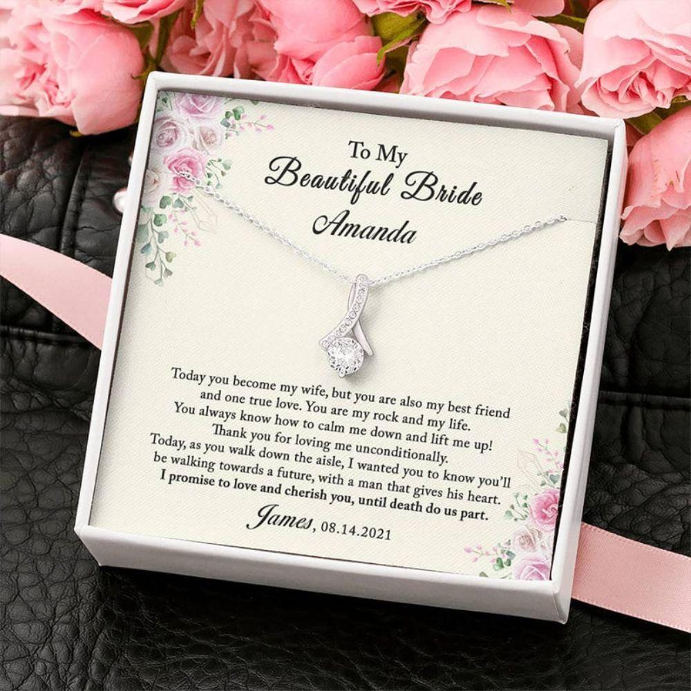 Personalized Necklace To My Bride Gift From Groom, Wedding Day Gift Custom Name Necklace