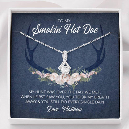 Personalized Necklace To My Smokin’ Hot Doe Gift, Hunting Gift From Husband Custom Name Necklace