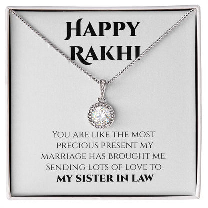 Unique Rakhi Gift For Sister In Law - Pure Silver Necklace Gift Set