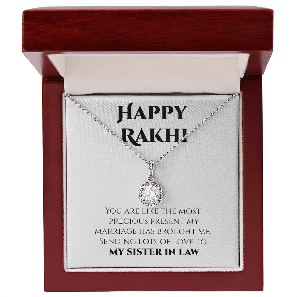 Unique Rakhi Gift For Sister In Law - Pure Silver Necklace Gift Set