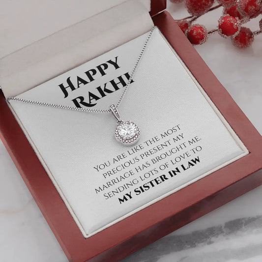 Unique Rakhi Gift For Sister In Law - Pure Silver Necklace Gift Set Rakva