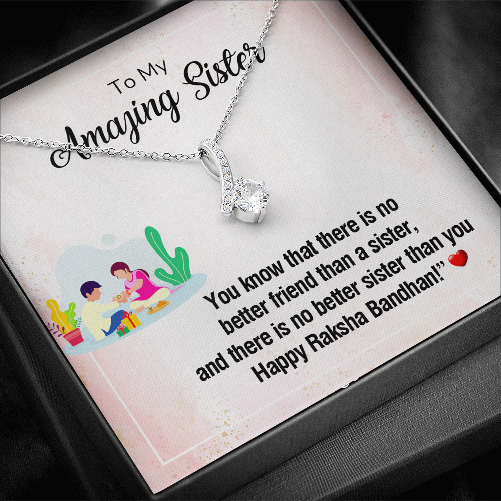 Heartfelt Gift to Sister on Rakhi - Pure Silver Necklace Gift Set