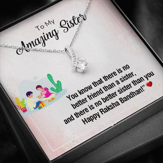 Heartfelt Gift to Sister on Rakhi - Pure Silver Pendant and Message Card Gift Box Rakva