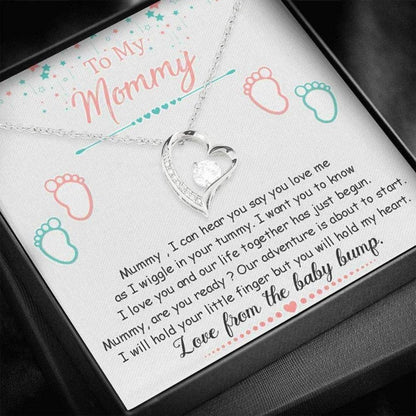 Wife Necklace, Push Present Love From Baby Bump Necklace “ Pregnancy Gift For Mom, Mommy From Baby Bump