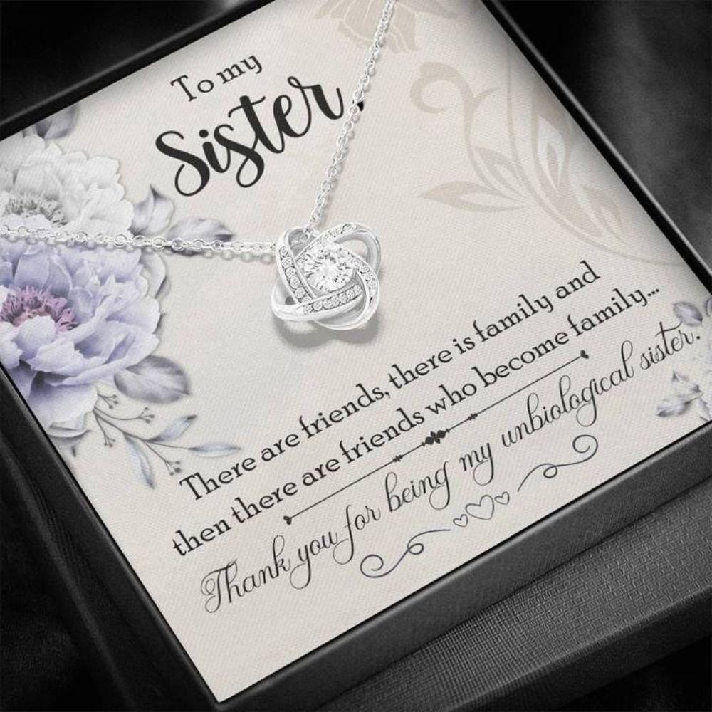 Sister Necklace “ Gift To Sister “ Gift Necklace Message Card To My Unbiological Sister “ Stronger Together