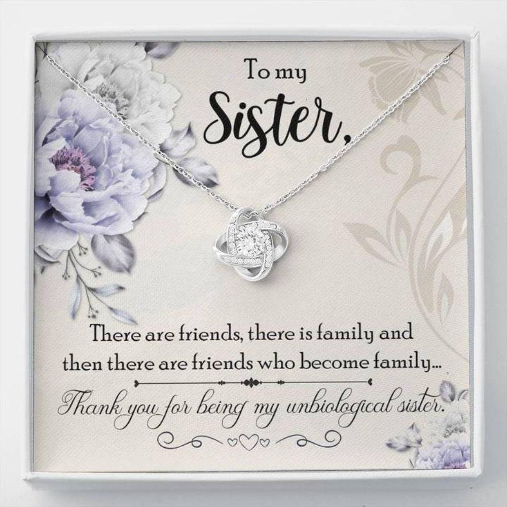 Sister Necklace - Gift To Sister - Gift Necklace Message Card To My Unbiological Sister - Stronger Together 
