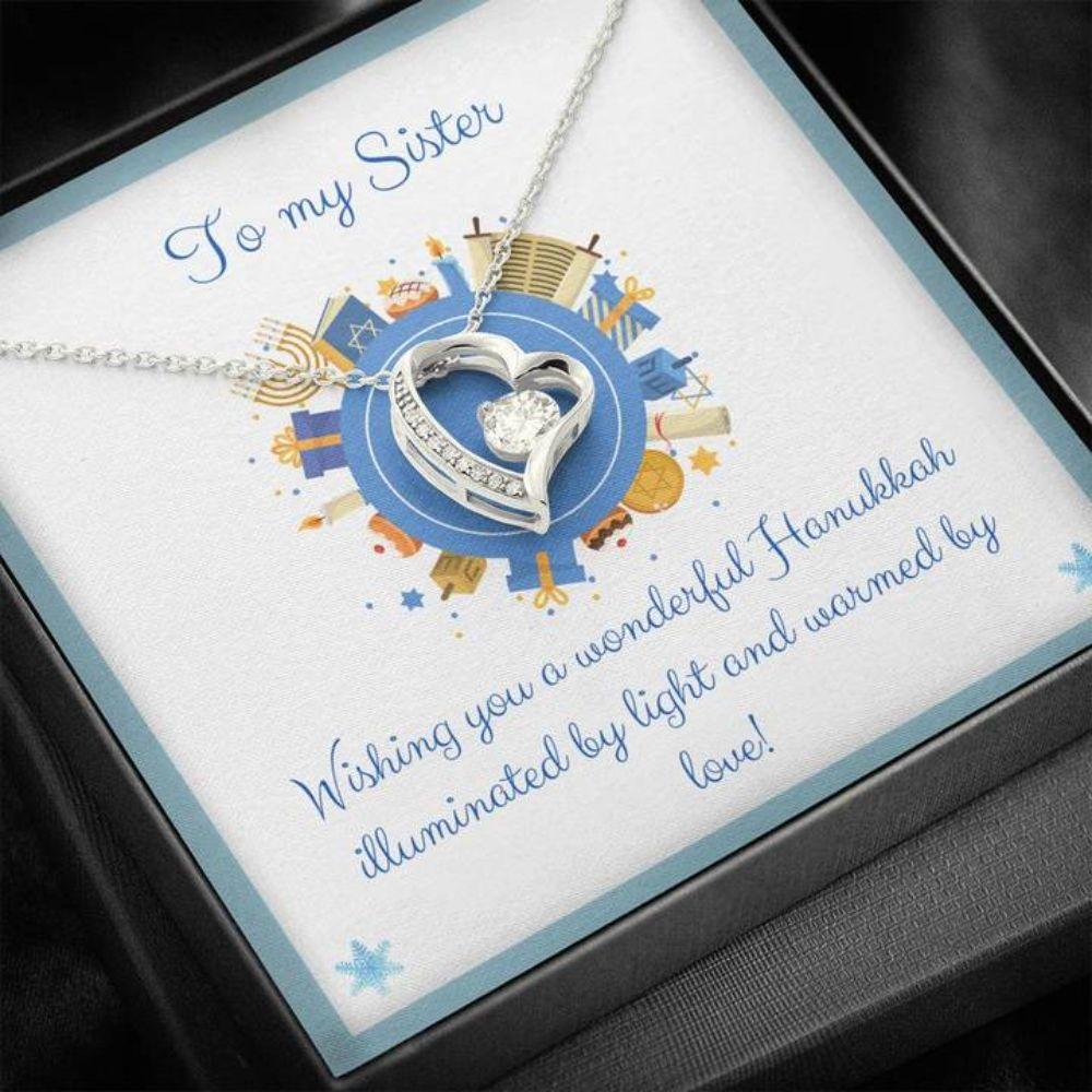 Sister Necklace “ Gift To Sister “ Gift Necklace With Message Card Happy Hanukkah To My Sister Heart Necklace