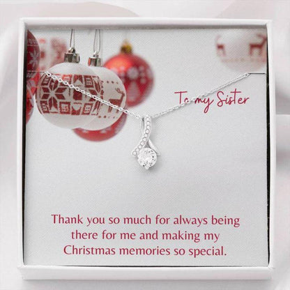 Sister Necklace - Gift To Sister - Gift Necklace With Message Card Sister Holiday Red The