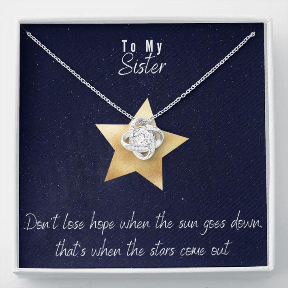 Sister Necklace - Gift To Sister - Gift Necklace With Message Card Sister Star Stronger Together