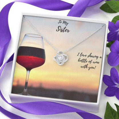 Sister Necklace “ Gift To Sister “ Gift Necklace With Message Card Wine To Sister Stronger Together