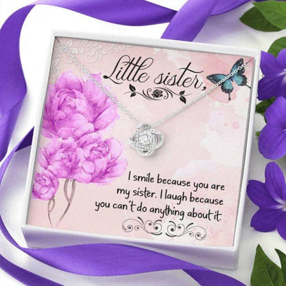 Sister Necklace “ Gift To Sister “ I Smile Because You Are My Little Sister Love Knot Necklace
