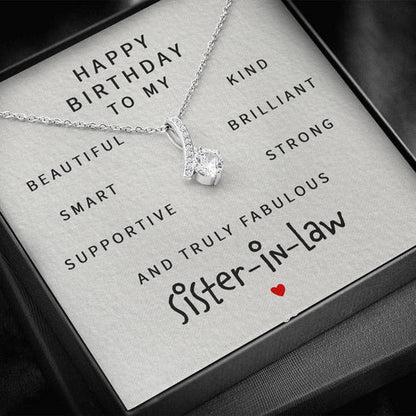 Sister Necklace, Happy Birthday Fabulous Sister-In-Law “ Alluring Beauty Necklace