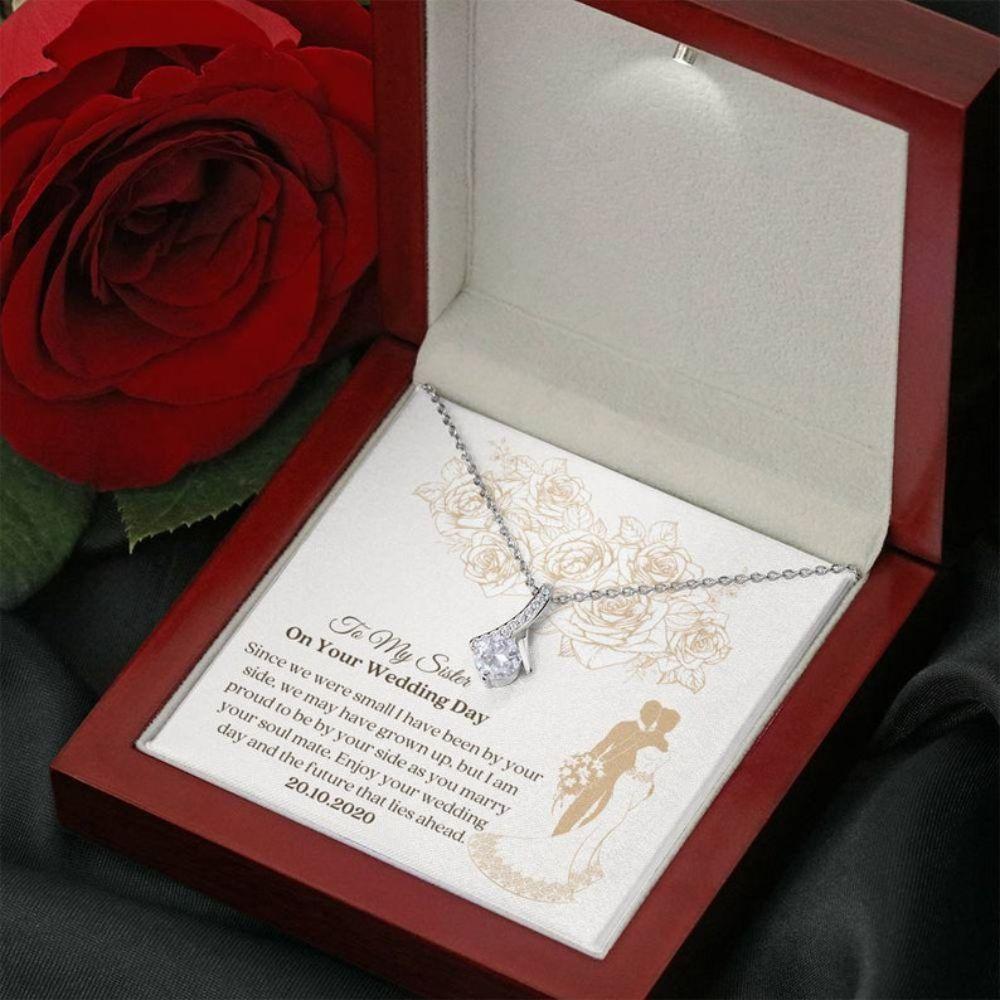 Sister Necklace, Pesonalized Bride Sister Necklace “ Gift For Sister Wedding “ Card For Bride “ Family Wedding Gift “ Personal Bride Gift