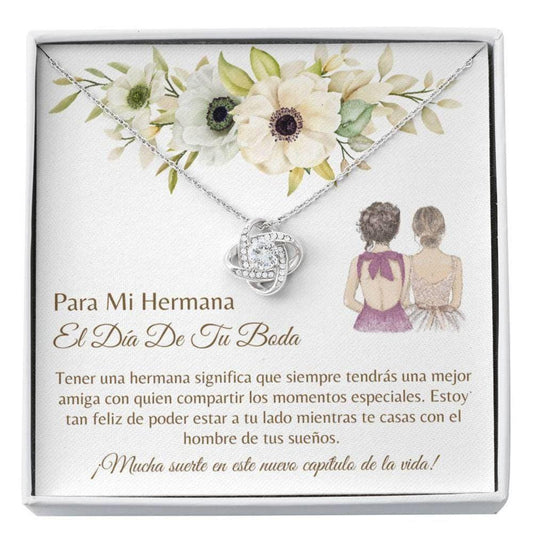 Sister Necklace, Regalo Hermana Boda - Latina Sister Bride Gift - Spanish Bride Card - Bride Wedding Necklace Gift - Hermana La Novia