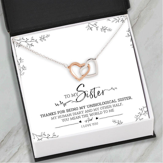 Sister Necklace, Sister Gifts - To My Sister Necklace - Interlocking Hearts Necklace - Gift For Anniversary Birthday V1
