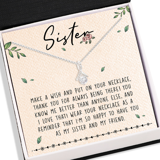 Sister Necklace - Sister Love Necklace With Card - Alluring Beauty Necklace, Jewelry Gifts Sister