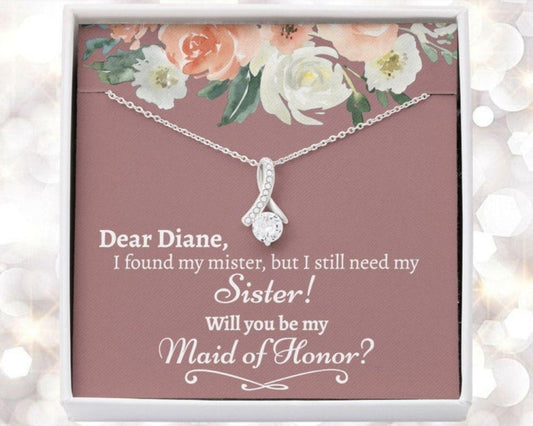 Sister Necklace, Sister Maid Of Honor Proposal, My Maid Of Honor Gift,  Will You Be My Maid Of Honor Necklace