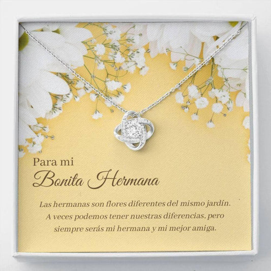 Sister Necklace, Sweet Hermana Necklace - Hermana BFF - Latina Sister Gift - Knot Necklace - Love For Hermana