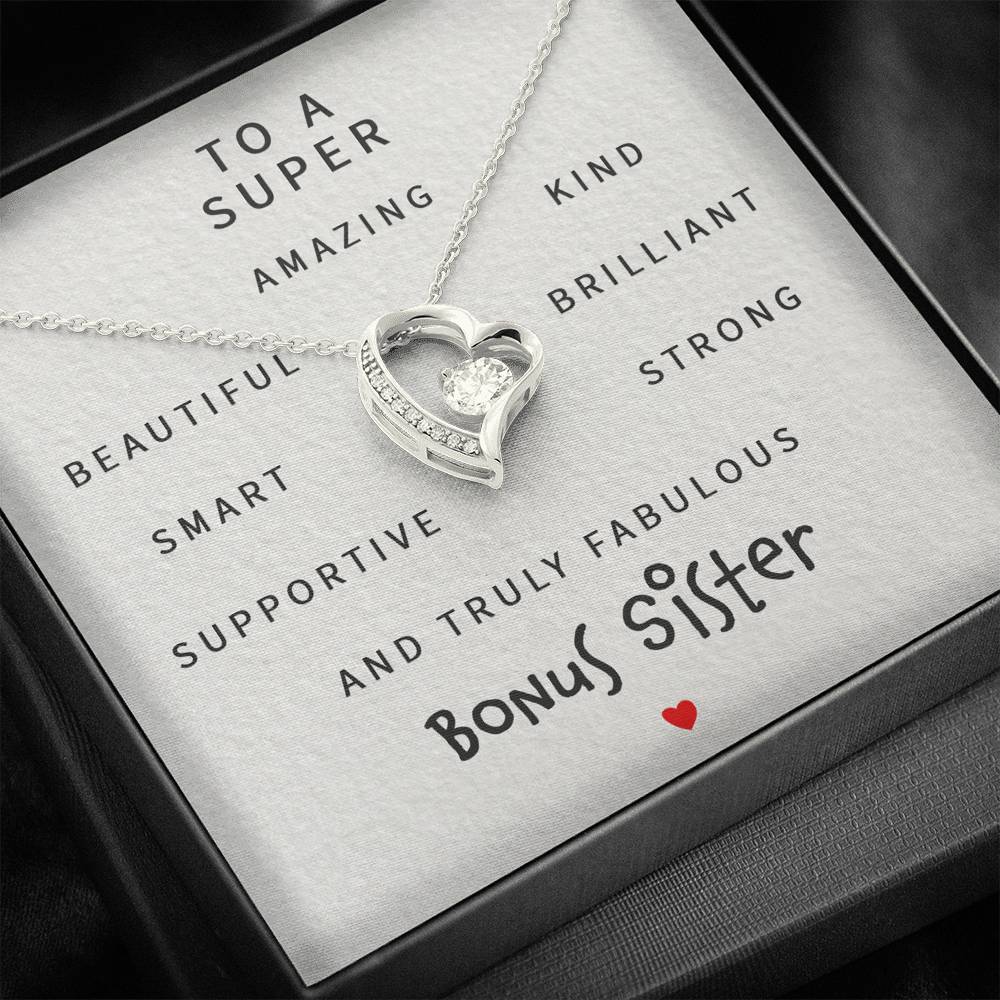 Sister Necklace, To A Super Amazing Bonus Sister “ Forever Love Necklace