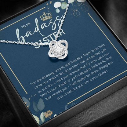 Sister Necklace, To My Badass Sister Necklace, Straighten Your Crown, Necklace Gift For Sister