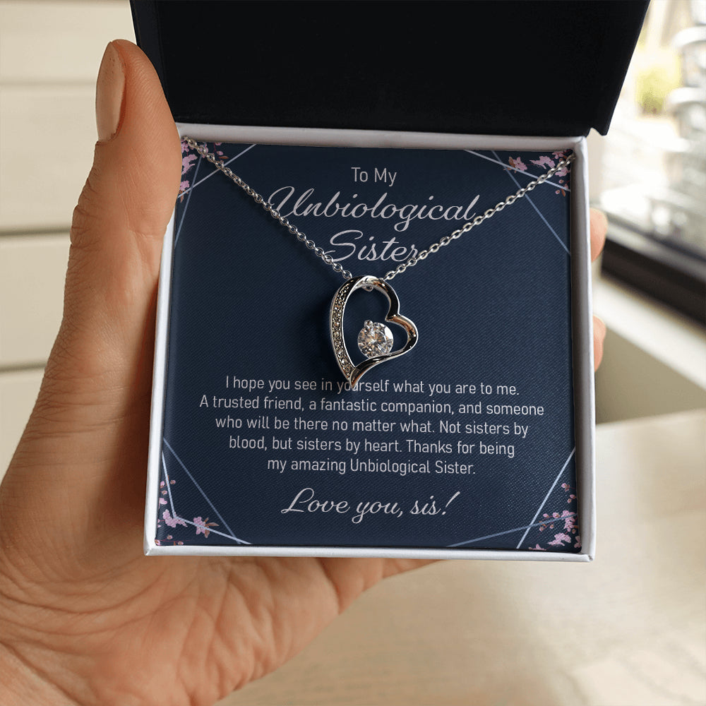 Sister Necklace, To My Unbiological Sister Gift Forever Love Necklace Sister-In-Law Soul Sis Bonus Sister Best Friend Gift BFF Friendship