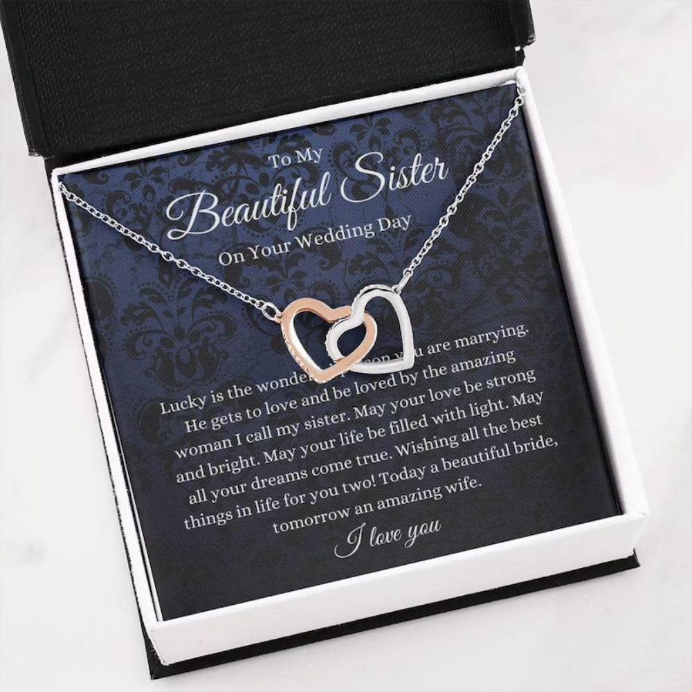 Sister Necklace, Sister Wedding Day Necklace Gift, To Bride From Sister Necklace